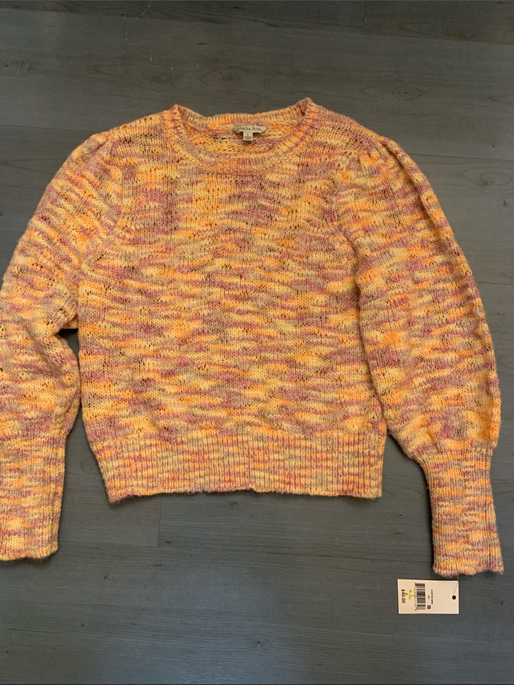 Marled Pastel Knit Sweater - Yellow Pink Lavender